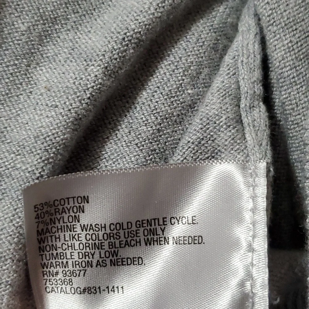 Worthington Gray Open Front Button Cardigan Sweater Cotton Blend Size Large - Picture 7 of 11